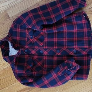 NWT Old Navy Sherpa Lined Flannel Shirt Jacket - Youth Size Small (6-7)